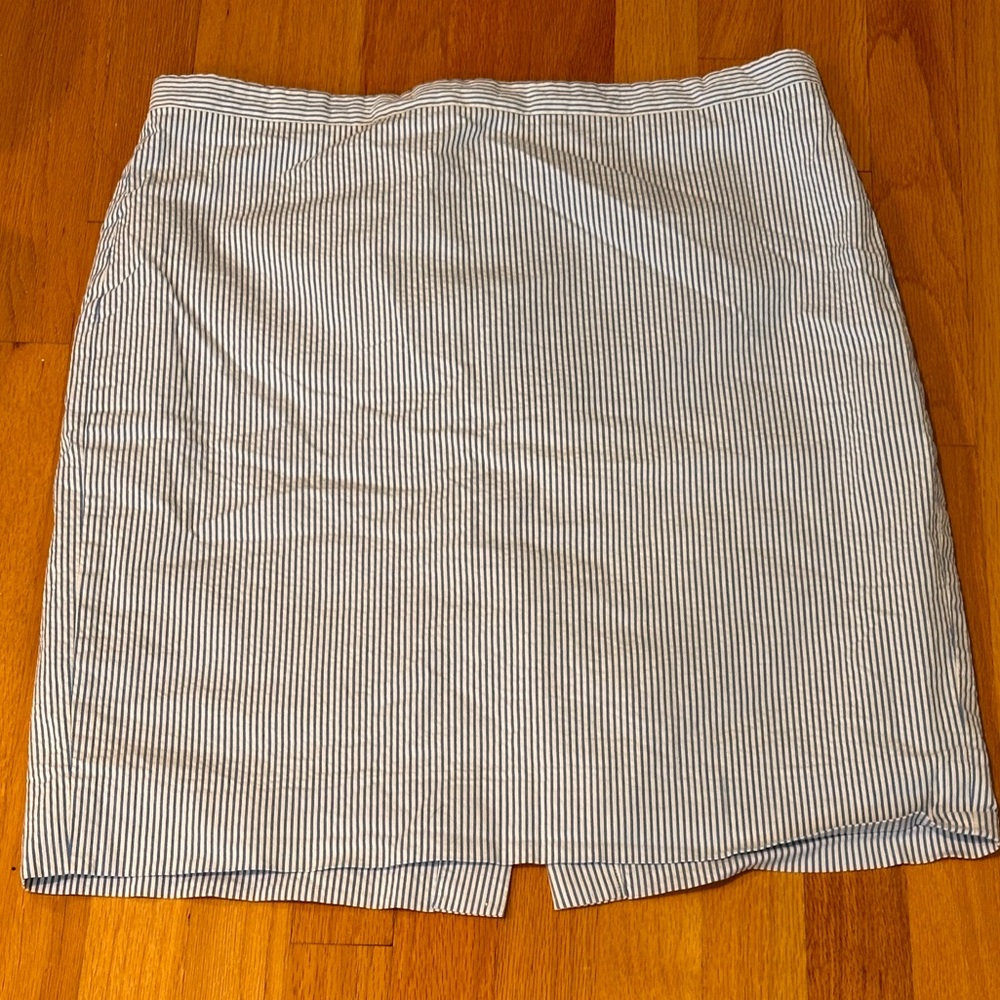 Blue Seersucker pencil skirt